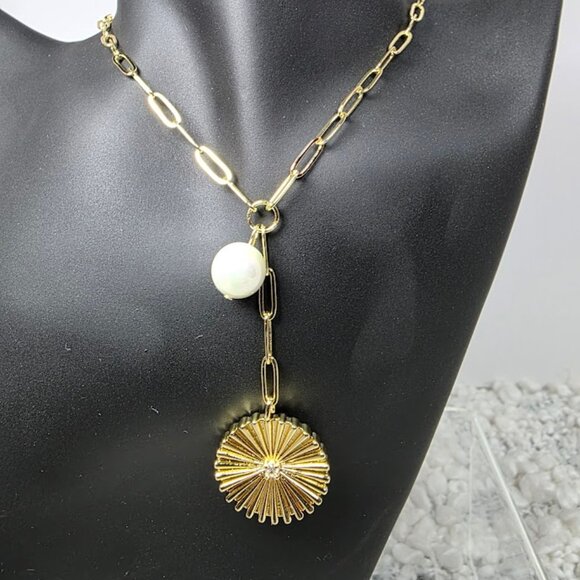 Adornia 14K Yellow Gold Vermeil Pearl Drop Y-Necklace - Picture 1 of 5